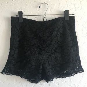 Black Lace High Waisted Shorts
